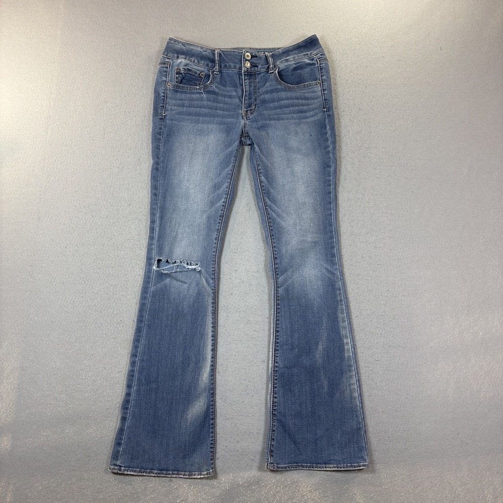 American Eagle Outfitters Artist Jeans Womens 8 Blue Distressed Bootcut Low Rise